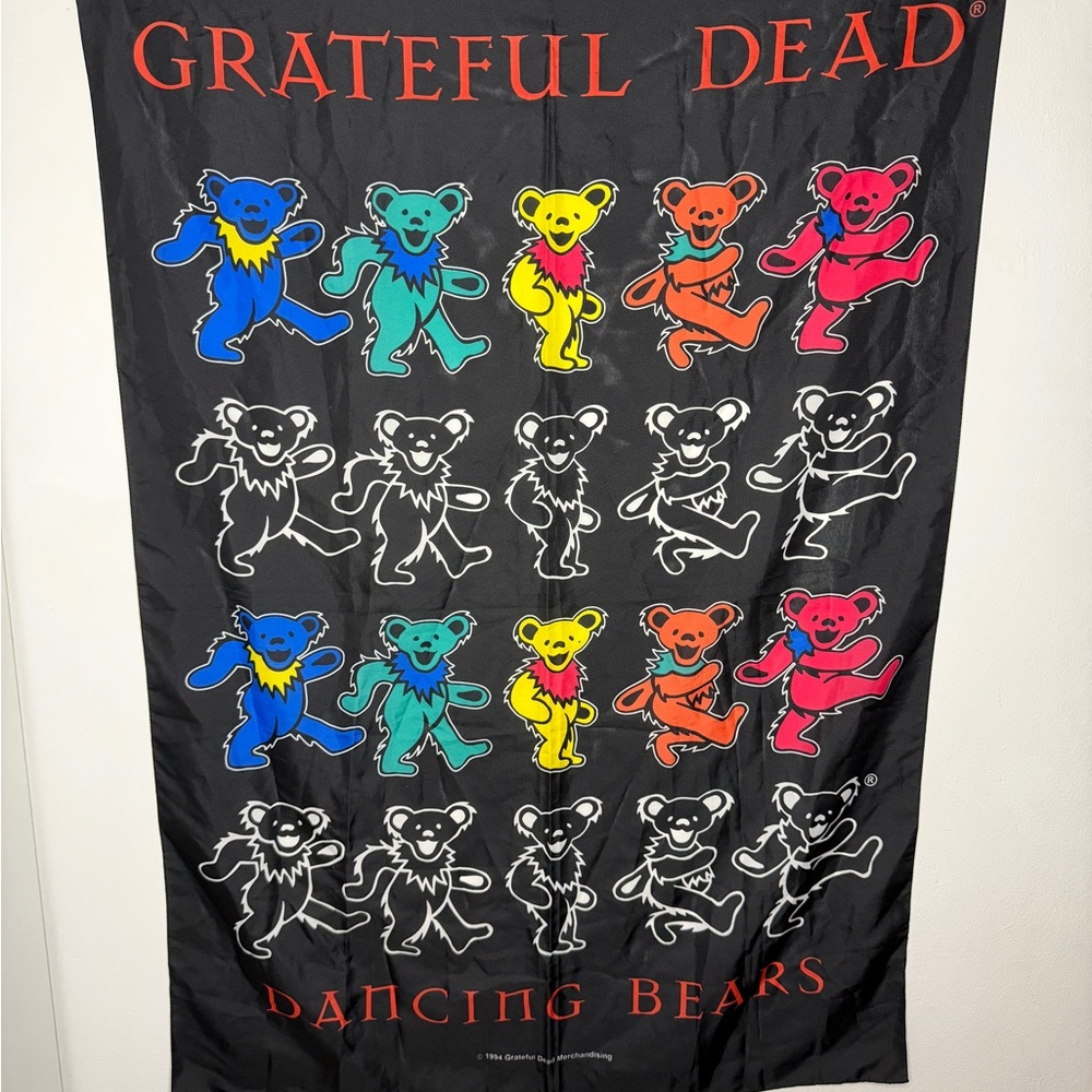 Grateful Dead Colorful Dancing Bears Tapestry - Black, Blue, Yellow, Red, Pink